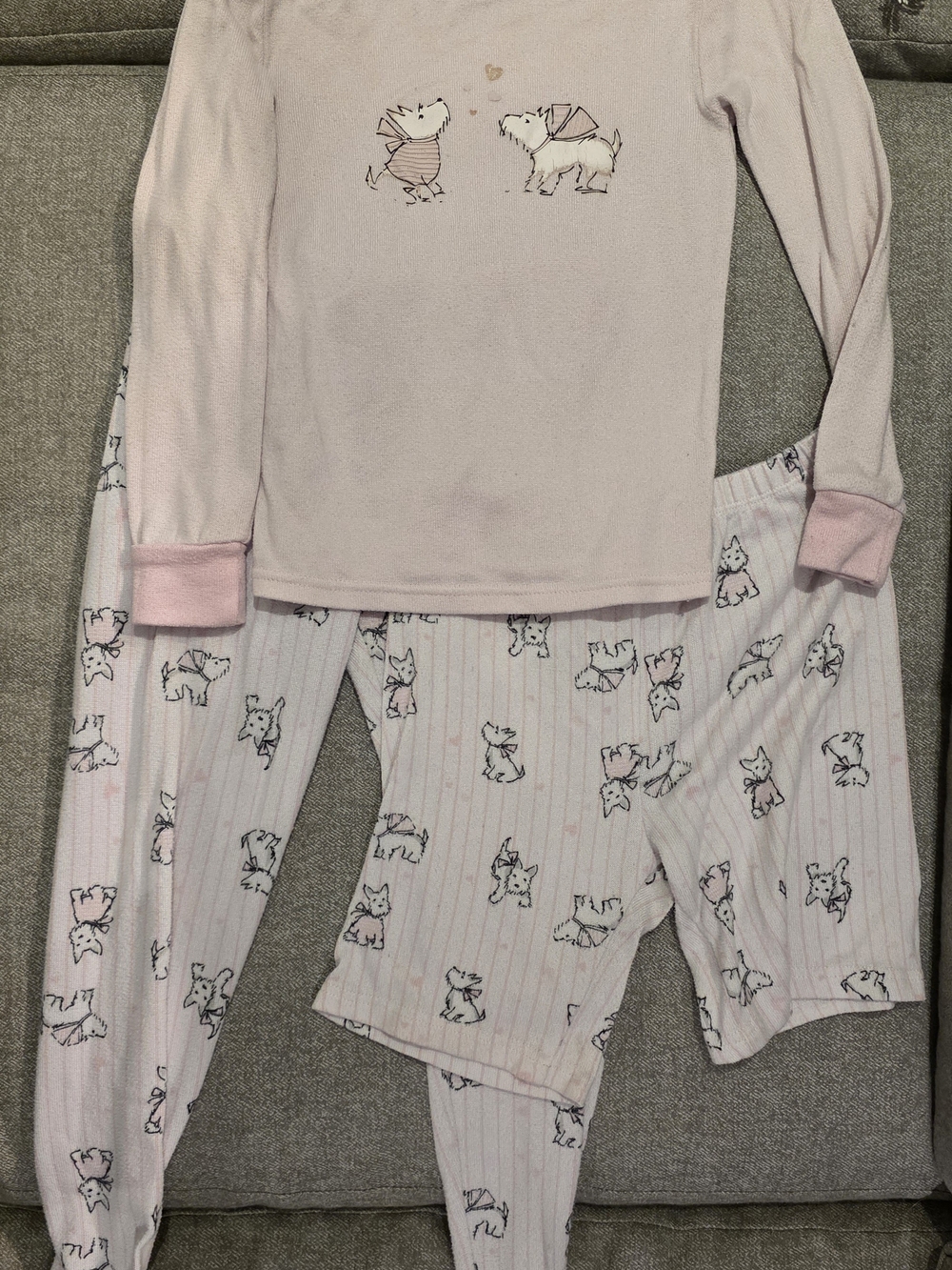 Laura Ashley Light Pink Dog Print Pajama Set -Long Sleeve Top & Matching Bottoms